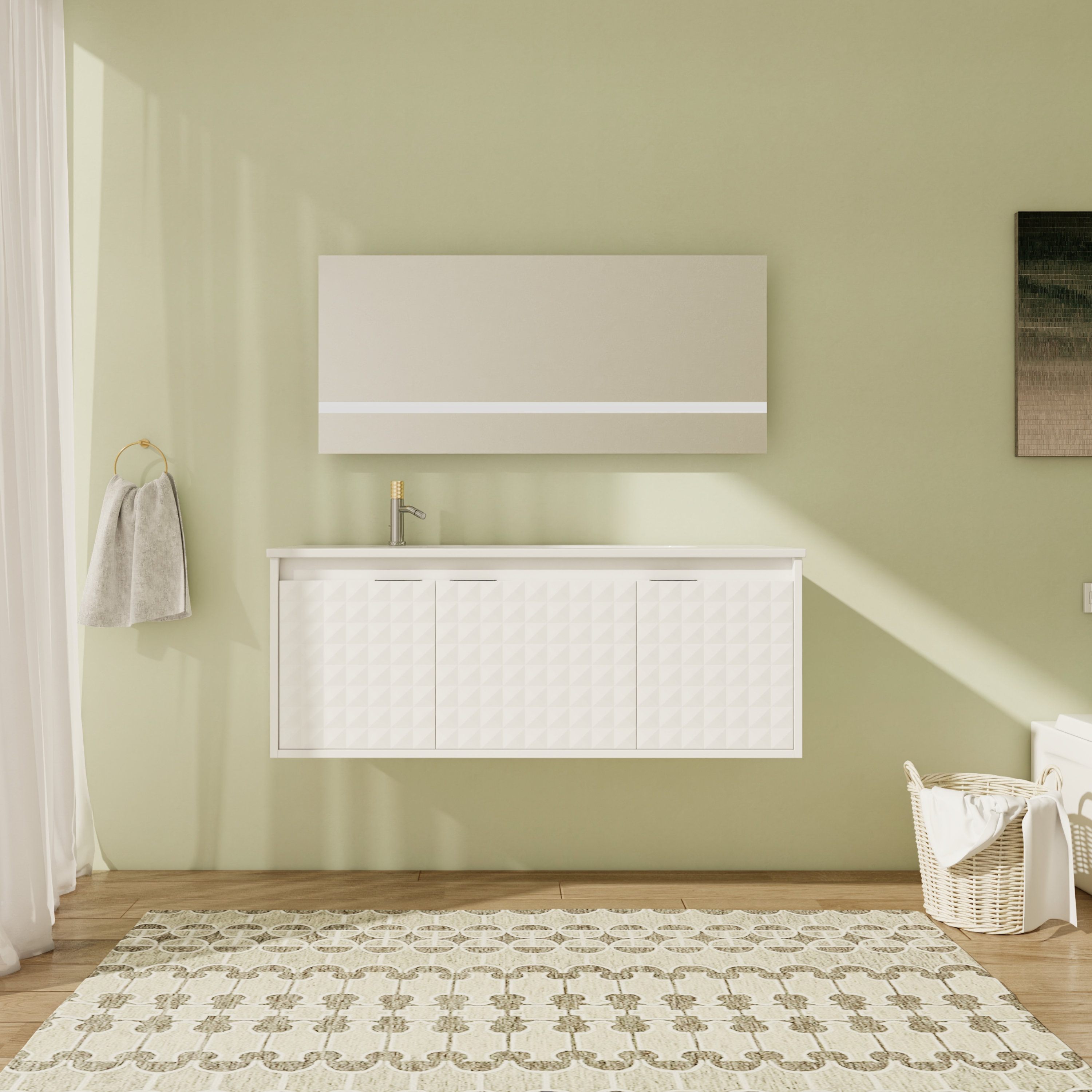 Ebern Designs Meuble lavabo simple 47 67 po avec plateau en résine